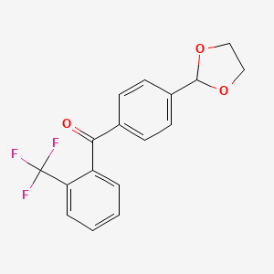 molecular formula C17H13F3O3 B1328061 4'-(1,3-Dioxolan-2-YL)-2-trifluoromethylbenzophenone CAS No. 898760-49-1