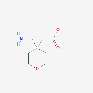 molecular formula C9H17NO3 B13280677 Methyl 2-[4-(aminomethyl)oxan-4-yl]acetate 