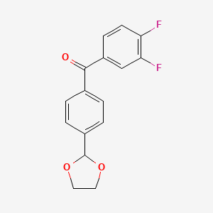 molecular formula C16H12F2O3 B1328068 3,4-二氟-4'-(1,3-二氧杂环己烷-2-基)二苯甲酮 CAS No. 898760-78-6