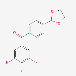 molecular formula C16H11F3O3 B1328070 4'-(1,3-二氧戊环-2-基)-3,4,5-三氟苯甲酮 CAS No. 898760-82-2