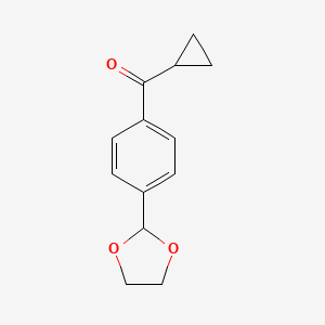 molecular formula C13H14O3 B1328071 Cyclopropyl 4-(1,3-dioxolan-2-YL)phenyl ketone CAS No. 898760-84-4