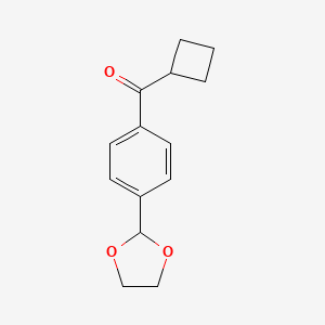 molecular formula C14H16O3 B1328072 Cyclobutyl 4-(1,3-dioxolan-2-YL)phenyl ketone CAS No. 898760-86-6