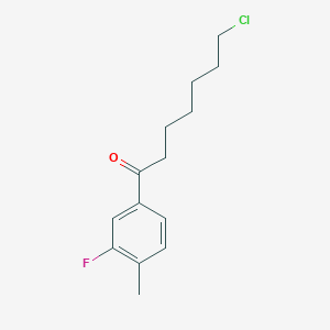 molecular formula C14H18ClFO B1328083 7-Chloro-1-(3-fluoro-4-methylphenyl)-1-oxoheptane CAS No. 898761-33-6