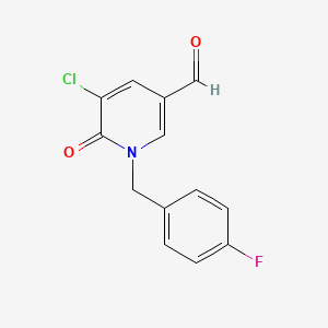molecular formula C13H9ClFNO2 B1328129 5-Chloro-1-(4-fluorobenzyl)-6-oxo-1,6-dihydro-3-pyridinecarbaldehyde CAS No. 1033463-22-7