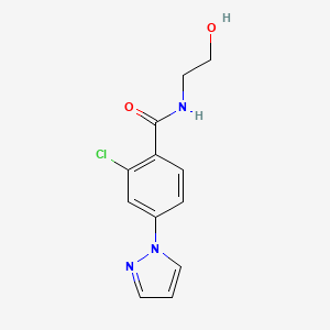 molecular formula C12H12ClN3O2 B1328134 2-氯-N-(2-羟乙基)-4-(1H-吡唑-1-基)苯甲酰胺 CAS No. 1172238-65-1