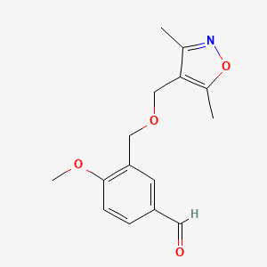 molecular formula C15H17NO4 B1328192 3-[{[(3,5-二甲基异恶唑-4-基)甲氧基]甲基}-4-甲氧基苯甲醛 CAS No. 1119449-82-9