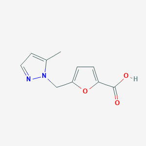 molecular formula C10H10N2O3 B1328206 5-[(5-methyl-1H-pyrazol-1-yl)methyl]-2-furoic acid CAS No. 1171850-34-2