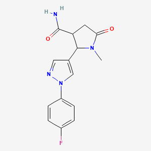 2-[1-(4-Fluorophenyl)-1H-pyrazol-4-yl]-1-methyl-5-oxopyrrolidine-3-carboxamide