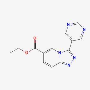 molecular formula C13H11N5O2 B1328232 Ethyl 3-pyrimidin-5-yl[1,2,4]triazolo[4,3-a]pyridine-6-carboxylate CAS No. 1119452-22-0