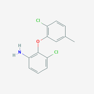 molecular formula C13H11Cl2NO B1328262 3-氯-2-(2-氯-5-甲基苯氧基)苯胺 CAS No. 946727-39-5