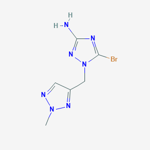 molecular formula C6H8BrN7 B13282621 5-Bromo-1-[(2-methyl-2H-1,2,3-triazol-4-yl)methyl]-1H-1,2,4-triazol-3-amine 