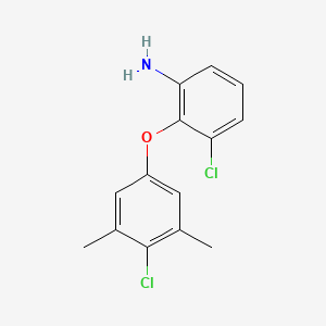 molecular formula C14H13Cl2NO B1328273 3-Chloro-2-(4-chloro-3,5-dimethylphenoxy)aniline CAS No. 946727-54-4