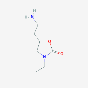 molecular formula C7H14N2O2 B13282754 5-(2-Aminoethyl)-3-ethyl-1,3-oxazolidin-2-one 