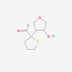 molecular formula C9H14O3S B13283630 2-(4-Hydroxyoxolan-3-yl)thiolane-2-carbaldehyde 