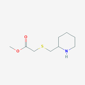 molecular formula C9H17NO2S B13284682 Methyl 2-{[(piperidin-2-yl)methyl]sulfanyl}acetate 