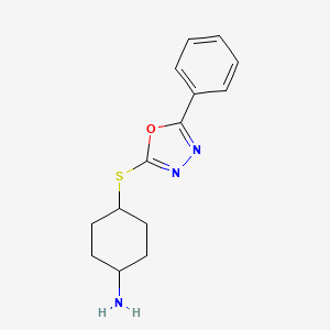 4-[(5-Phenyl-1,3,4-oxadiazol-2-yl)sulfanyl]cyclohexan-1-amine