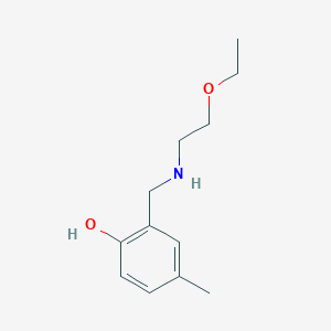 molecular formula C12H19NO2 B13285459 2-{[(2-Ethoxyethyl)amino]methyl}-4-methylphenol 