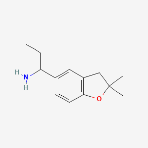 molecular formula C13H19NO B13285539 1-(2,2-Dimethyl-2,3-dihydro-1-benzofuran-5-yl)propan-1-amine 