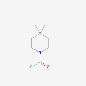 molecular formula C9H16ClNO B13285541 4-Ethyl-4-methylpiperidine-1-carbonyl chloride 