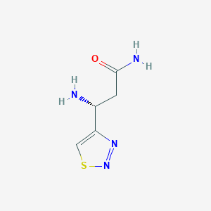 molecular formula C5H8N4OS B13285774 (3R)-3-Amino-3-(1,2,3-thiadiazol-4-yl)propanamide 