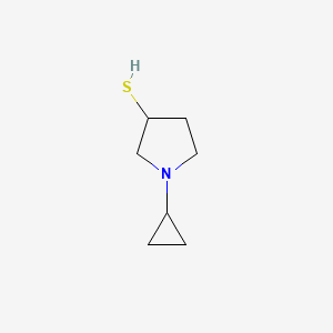 molecular formula C7H13NS B13285831 1-Cyclopropylpyrrolidine-3-thiol 