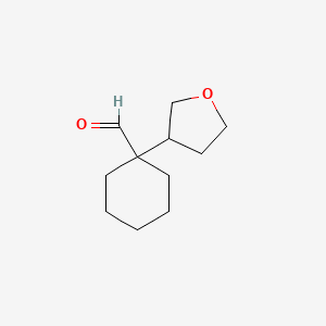 molecular formula C11H18O2 B13285875 1-(Oxolan-3-yl)cyclohexane-1-carbaldehyde 