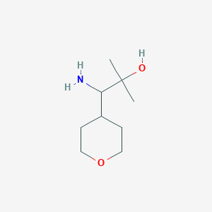 molecular formula C9H19NO2 B13285907 1-Amino-2-methyl-1-(oxan-4-yl)propan-2-ol 