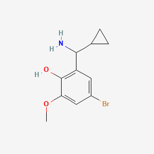 molecular formula C11H14BrNO2 B13286035 2-[Amino(cyclopropyl)methyl]-4-bromo-6-methoxyphenol 