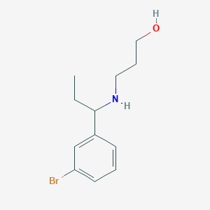 molecular formula C12H18BrNO B13286043 3-{[1-(3-Bromophenyl)propyl]amino}propan-1-ol 