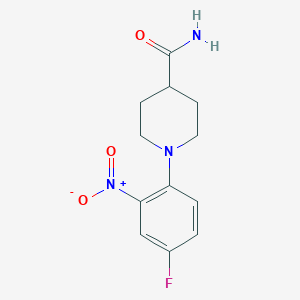 molecular formula C12H14FN3O3 B1328610 1-(4-氟-2-硝基苯基)哌啶-4-甲酰胺 CAS No. 874800-67-6