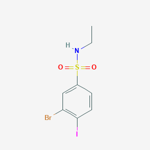 molecular formula C8H9BrINO2S B13286137 3-Bromo-N-ethyl-4-iodobenzene-1-sulfonamide 