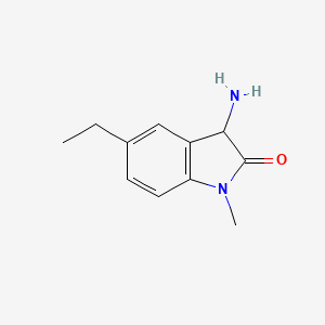 molecular formula C11H14N2O B13286151 3-amino-5-ethyl-1-methyl-2,3-dihydro-1H-indol-2-one 