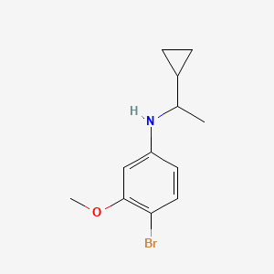 molecular formula C12H16BrNO B13286159 4-Bromo-N-(1-cyclopropylethyl)-3-methoxyaniline 