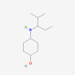 molecular formula C12H25NO B13286309 4-[(2-Methylpentan-3-yl)amino]cyclohexan-1-ol 