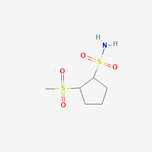 molecular formula C6H13NO4S2 B13286344 2-Methanesulfonylcyclopentane-1-sulfonamide 