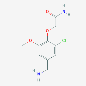 molecular formula C10H13ClN2O3 B13286409 2-[4-(Aminomethyl)-2-chloro-6-methoxyphenoxy]acetamide 