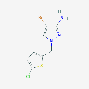 molecular formula C8H7BrClN3S B13286459 4-Bromo-1-[(5-chlorothiophen-2-YL)methyl]-1H-pyrazol-3-amine 