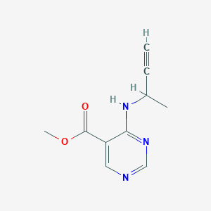 molecular formula C10H11N3O2 B13286606 Methyl 4-[(but-3-yn-2-yl)amino]pyrimidine-5-carboxylate 