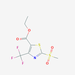 molecular formula C8H8F3NO4S2 B1328676 2-甲磺酰基-4-三氟甲基-1,3-噻唑-5-甲酸乙酯 CAS No. 1000339-78-5