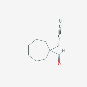 molecular formula C11H16O B13286923 1-(Prop-2-yn-1-yl)cycloheptane-1-carbaldehyde 