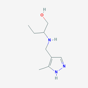 molecular formula C9H17N3O B13286947 2-{[(3-methyl-1H-pyrazol-4-yl)methyl]amino}butan-1-ol 