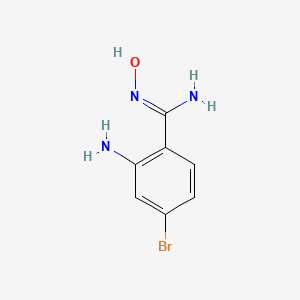 molecular formula C7H8BrN3O B13286972 2-Amino-4-bromo-N'-hydroxybenzene-1-carboximidamide 