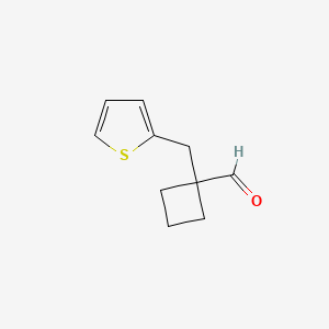 molecular formula C10H12OS B13287040 1-(2-Thienylmethyl)-cyclobutanecarboxaldehyde 