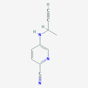 molecular formula C10H9N3 B13287041 5-[(But-3-YN-2-YL)amino]pyridine-2-carbonitrile 