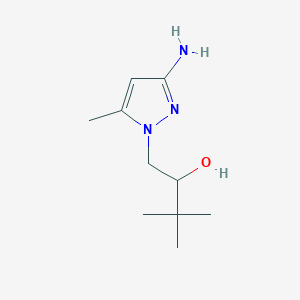 molecular formula C10H19N3O B13287078 1-(3-Amino-5-methyl-1H-pyrazol-1-yl)-3,3-dimethylbutan-2-ol 