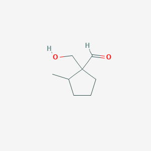 molecular formula C8H14O2 B13287089 1-(Hydroxymethyl)-2-methylcyclopentane-1-carbaldehyde 