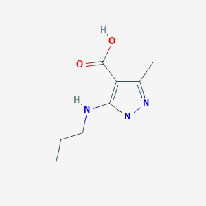 molecular formula C9H15N3O2 B13287181 1,3-dimethyl-5-(propylamino)-1H-pyrazole-4-carboxylic acid 