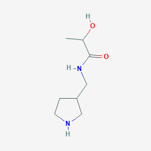 molecular formula C8H16N2O2 B13287195 2-hydroxy-N-(pyrrolidin-3-ylmethyl)propanamide 