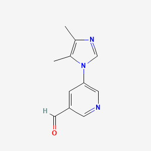 molecular formula C11H11N3O B13287200 5-(4,5-Dimethyl-1H-imidazol-1-yl)pyridine-3-carbaldehyde 