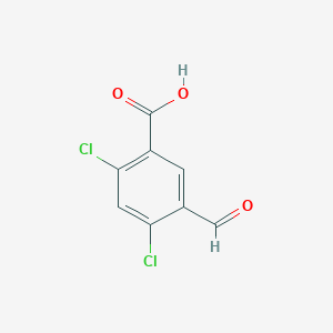 molecular formula C8H4Cl2O3 B13287204 2,4-Dichloro-5-formylbenzoic acid 